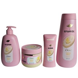 Dove X Crumbl Set Lemon Glaze Body Scrub Moisturizing Body Hand Wash Deodorant